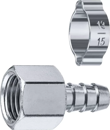 ЗУБР штуцер елочка, 10 мм - 3/8F, переходник с обжимным хомутом, Профессионал (64923-3/8-10) купить в Тобольске