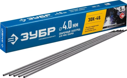 ЗУБР Д 4.0 х 450 мм, 5 кг в коробке, ЗОК-46 рутил-целлюлозный, электрод сварочный, Профессионал (40035-4.0) купить в Тобольске