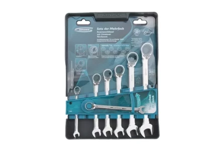 Набор ключей комбинированных с трещоткой, 8 - 19 мм, 7шт., реверсивные, CrV GROSS 14892 купить в Тобольске