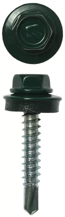 Саморезы ЗУБР &quot;ПРОФЕССИОНАЛ&quot; окраш., RAL 6005 зелен. насыщен., для крепл. кров. матер. к дерев. обреш., 4.8x35мм, 380шт 4-300315-48-035-6005 купить в Тобольске