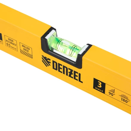 Уровень алюминиевый Denzel 33691, магнит, фрезерованный, 3 глазка (1 зеркал.), 0,5 мм/м, 600 мм купить в Тобольске
