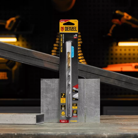 Сверло спиральное по металлу Denzel, 9 х 175 мм, Р6М5, Golden Tip, удлиненное 718262 купить в Тобольске