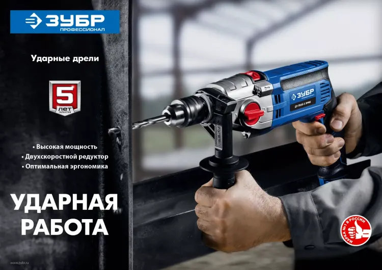 Дрель ударная двухскоростная + кейс ДУ-П850-2 ЭРМК серия ПРОФЕССИОНАЛ купить в Тобольске