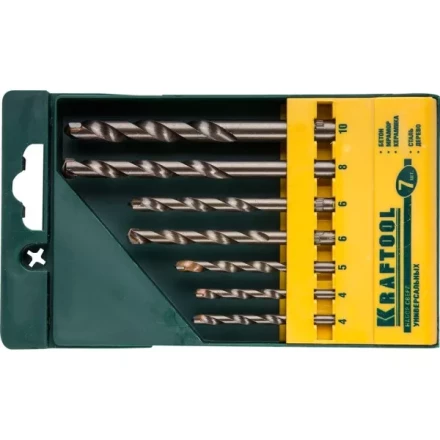 Набор KRAFTOOL &quot;EXPERT&quot; Сверла универсальные (бетон,мрамор,сталь,стекло,керамика,дерево), цилиндр. хвост., в боксе, 7шт 29172-H7 купить в Тобольске