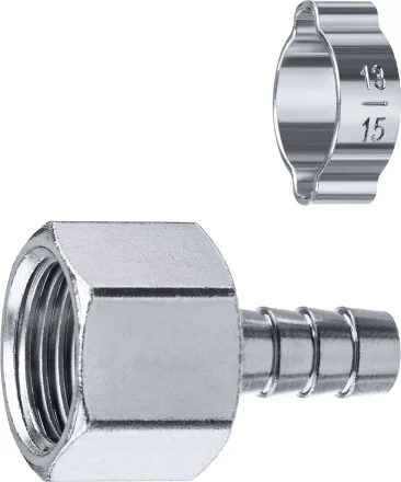 ЗУБР штуцер елочка, 10 мм - 1/2F, переходник с обжимным хомутом, Профессионал (64923-1/2-10) купить в Тобольске