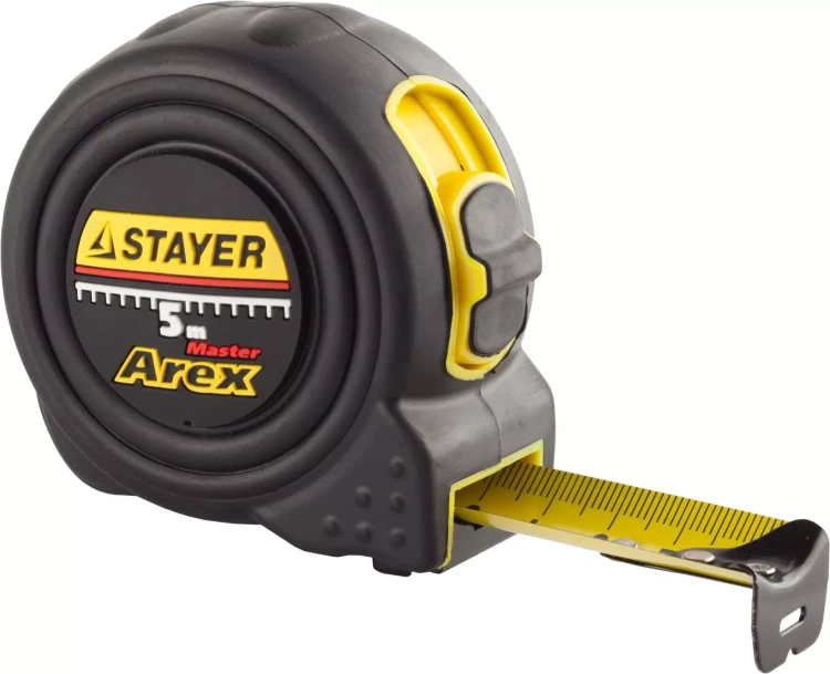 Рулетка STAYER "PROFI" "AREX", двухкомпонентный противоударный корпус, упрочненное полотно, 5м/25мм 3410-05-25_z01 купить в Тобольске