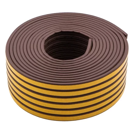 Уплотнитель резиновый, 24 м, профиль &quot;E&quot;, коричневый Сибртех 88906 купить в Тобольске