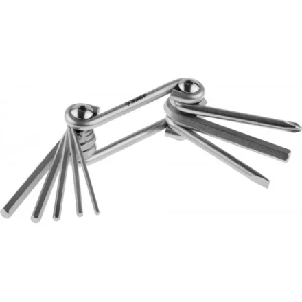 Набор ЗУБР Ключи &quot;МАСТЕР&quot; имбусовые складные, Cr-V сталь, сатинированное покрытие, HEX 2-6 мм, SL 5 мм, PH № 2, 8-в-1 27420-H8 купить в Тобольске