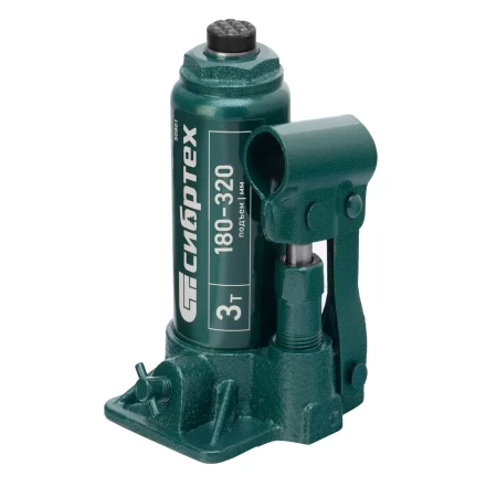 Домкрат гидравлический бутылочный Сибртех 50801, 3 т, 180-320 мм купить в Тобольске