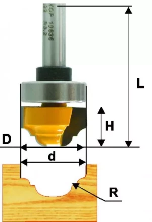 Фреза пазовая фасонная Ф22Х13 мм R32 мм хвостовик 8 мм 46131 купить в Тобольске