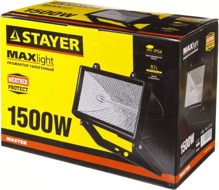 Прожектор STAYER &quot;MASTER&quot; MAXLight галогенный, с дугой крепления под установку, черный, 1500Вт 57107-B купить в Тобольске