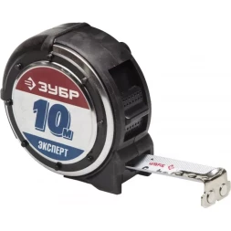 Рулетка ЗУБР "ЭКСПЕРТ" "АНТЕЙ", металлический обрезиненный корпус, полотно с нейлоновым напылением, 10мх25мм 34053-10-25