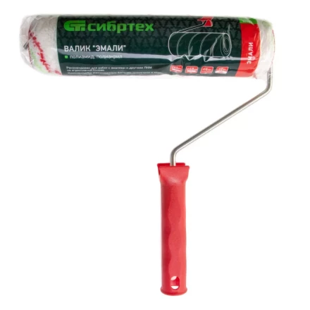 Валик &quot;Эмали&quot;, 250 мм, ворс 12 мм, D - 48 мм, D ручки - 6 мм, полиамид, полиакрил Сибртех 80197 купить в Тобольске