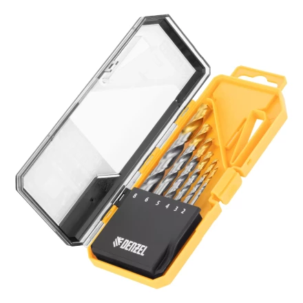 Набор сверл по металлу Denzel, 2-8мм, Р6М5-TiN, Golden Tip, 6 шт, 723000 купить в Тобольске