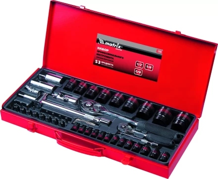 Набор слесарно-монтажный с квадратами 1/4 и 1/2 53 предмета MATRIX MASTER 13585 купить в Тобольске