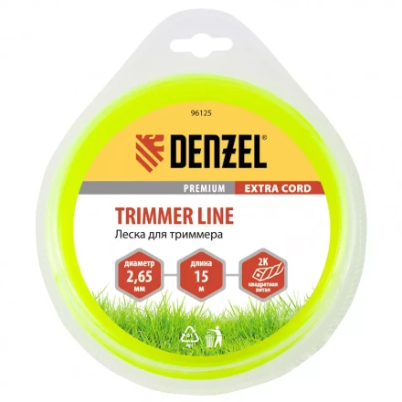 Леска для триммера двухкомпонентная квадрат 2,65 мм 15 м Extra cord Denzel 96125 купить в Тобольске