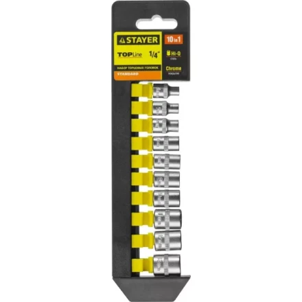 Набор STAYER &quot;STANDARD&quot;: Торцовые головки (1/4&quot;) на пластиковом рельсе, 4-13мм, 10 предметов 27758-H10 купить в Тобольске