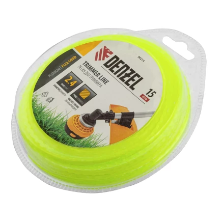 Леска для триммера зубчатый квадрат, 2,4мм х 15м, FLEX CORD, Denzel 96214 купить в Тобольске