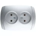 Розетка СВЕТОЗАР &quot;АКЦЕНТ&quot; двойная в сборе, без заземления, цвет серебристый металлик, 16А/~250В SV-54202-SM купить в Тобольске