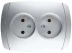Розетка СВЕТОЗАР &quot;АКЦЕНТ&quot; двойная в сборе, без заземления, цвет серебристый металлик, 16А/~250В SV-54202-SM купить в Тобольске