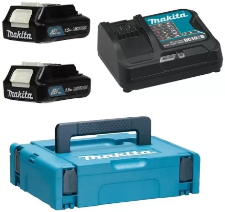 Набор 2 аккумулятора BL1016B + зарядное устройство DC10SB (12В, 1.5Ач, Li-ion, MakPac) Makita 197652-7 купить в Тобольске