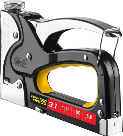 Степлер для скоб &quot;BlackPro 53&quot; 3-в-1: тип 53 (4-14 мм) / 300 (10-14 мм) / 500 (14 мм), STAYER Professional 31507 купить в Тобольске