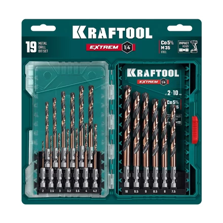 Набор сверл по металлу, хвостовик НЕХ-1/4, сталь М35-Со5% 29652-H19 купить в Тобольске