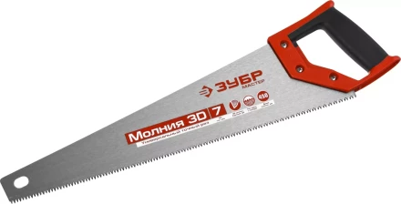 Ножовка универсальная (пила) ЗУБР МОЛНИЯ-3D 450 мм, 7TPI, 3D зуб, точный рез вдоль и поперек волокон, для средних заготовок из всех видов материалов 15077-45 купить в Тобольске