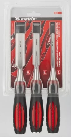 Набор долот-стамесок &quot;Тигровый глаз&quot; плоских 3 штуки 8-16-22 мм MATRIX 24431 купить в Тобольске