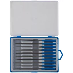 Набор ЗУБР "ЭКСПЕРТ" Надфили, пластмассовая ручка, насечка 2=бархатная, 100мм, 10шт 16021-2-H10