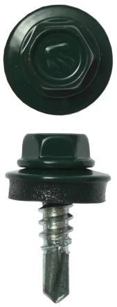 Саморезы ЗУБР &quot;ПРОФЕССИОНАЛ&quot; окраш., RAL 6005 зелен. насыщен., для крепл. кров. матер. к металл. констр., 5.5x19мм, 2500шт 4-300310-55-019-6005 купить в Тобольске