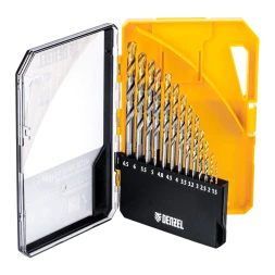 Набор сверл по металлу Denzel 723002, 1,5-6,5мм, Р6М5-TiN, Golden Tip, 13 шт