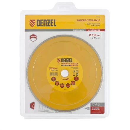 Диск алмазный отрезной сплошной 230 х 22,2 мм мокрая резка DENZEL артикул 73132 купить в Тобольске