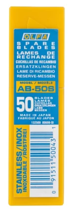 Лезвия OLFA сегментированные из нержавеющей стали, 9х80х0,38мм, 13 сегментов, 50шт OL-AB-50S купить в Тобольске