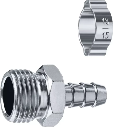 ЗУБР штуцер елочка, 10 мм - 1/2M, переходник с обжимным хомутом, Профессионал (64924-1/2-10) купить в Тобольске