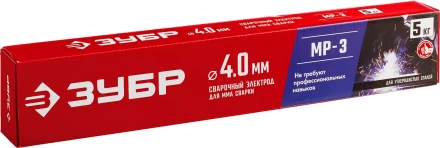 ЗУБР Д 4.0 х 450 мм, 5 кг в коробке МР-3 рутиловый, электрод сварочный (40015-4.0) купить в Тобольске