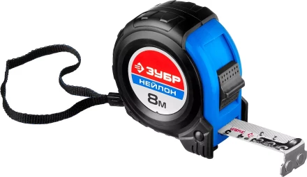 Рулетка ЗУБР &quot;НЕЙЛОН&quot;, нейлоновое покрытие, упрочненное полотно, ударопрочный обрезиненный корпус, 8м/25мм 34056-08-25_z01 купить в Тобольске