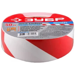 Разметочная клейкая лента ЗУБР "ЭКСПЕРТ", цвет красно-белый, 50мм х 50м 12248-50-50