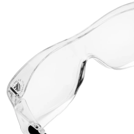 Очки защитные открытые Denzel 89201, поликарбонатные, увеличенная прозрачная линза,  регулируемые дужки купить в Тобольске