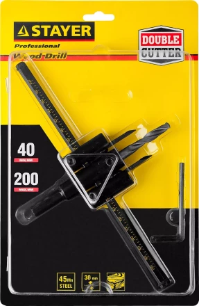 Сверло регулируемое, STAYER Profi 2944-200, двухрезцовое, по дереву, &quot;Балеринка&quot;, d=40-200мм 2944-200 купить в Тобольске