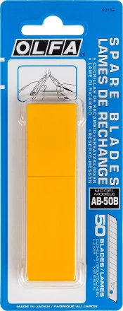 Лезвия OLFA сегментированные, 9х80х0,38мм, 13 сегментов, 50 шт OL-AB-50B купить в Тобольске