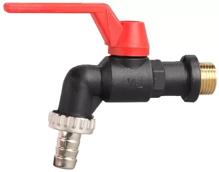 Кран угловой ЗУБР шаровой &quot;папа-соединит шланг&quot;, пластиковый корпус, 1/2&quot;х15 4-51560-P-1/2-15 купить в Тобольске