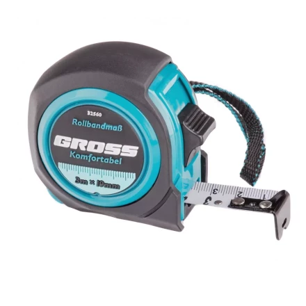 Рулетка Komfortabel 3 м х 19 мм обрезиненный корпус Gross 32560 купить в Тобольске