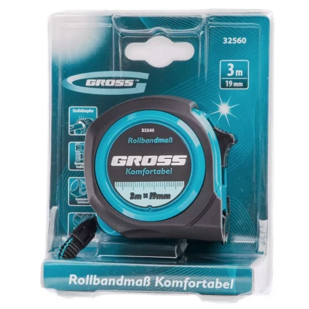 Рулетка Komfortabel 3 м х 19 мм обрезиненный корпус Gross 32560 купить в Тобольске