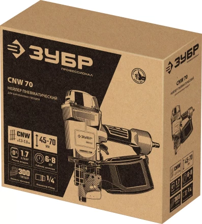 ЗУБР CNW-70, пневматический нейлер для барабанных гвоздей ЗУБР CNW (45-70 мм), Профессионал (31912) купить в Тобольске
