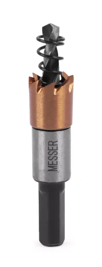 HSS-TiN коронка MESSER  14мм с центр. сверлом и толкающей пружиной для  лист. материала  до 2 мм ц/х