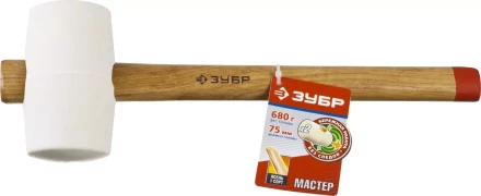 Киянка ЗУБР &quot;МАСТЕР&quot; резиновая белая, с деревянной рукояткой, 0,68кг 20511-680_z01 купить в Тобольске