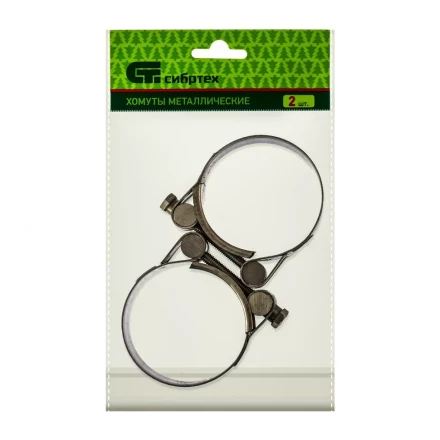 Хомуты металлические силовые 56-59 мм ширина 22 мм шарнирный W4 2 шт Сибртех 475433 купить в Тобольске