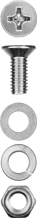 Винт (DIN965) в комплекте с гайкой (DIN934), шайбой (DIN125), шайбой пруж. (DIN127), M4 x 16 мм, 30 шт, ЗУБР 303456-04-016 купить в Тобольске