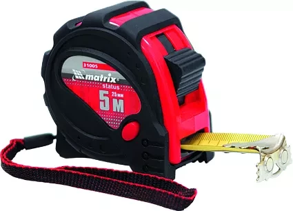 Рулетка Status magnet 3 fixations 5 м х 25 мм обрезиненный корпус зацеп с магнитом  MATRIX 31005 купить в Тобольске